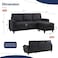 Wooden Twist Cosy L-Shaped Sectional 3 Seater Sofa Set With Ottoman Elegant Living Room Furniture for Comfort and Style (Charcoal Grey)
