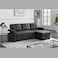 Wooden Twist L-Shape Sectional Sleeper Sofa Cum Bed 5 Seater (Dark Grey)
