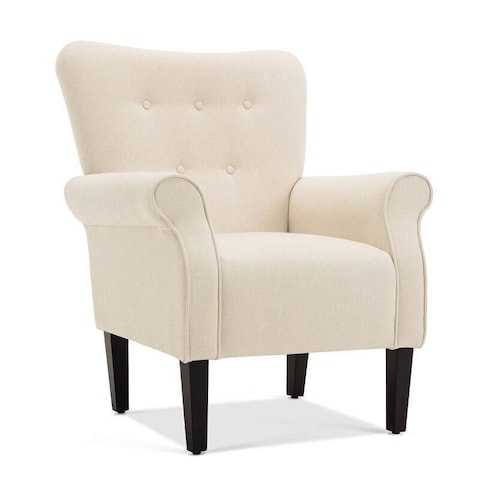 Wooden Twist Lamazi Versatile Teak Wood Armchair with Soft Molfino Upholstery
