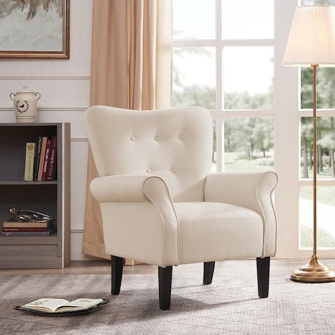 Wooden Twist Lamazi Versatile Teak Wood Armchair with Soft Molfino Upholstery