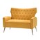 Wooden Square Arm Loveseat Wing Back Chair Set 2+1+1 (Metal Legs)