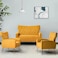 Wooden Square Arm Loveseat Wing Back Chair Set 2+1+1 (Metal Legs)