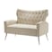 Wooden Square Arm Loveseat Wing Back Chair Set 2+1+1 (Metal Legs)