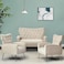 Wooden Square Arm Loveseat Wing Back Chair Set 2+1+1 (Metal Legs)