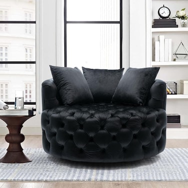 Wooden Twist Barrel Button Tufted Design Modern Round Sofa For Living Room with 3 Pillows