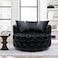 Wooden Twist Barrel Button Tufted Design Modern Round Sofa For Living Room with 3 Pillows