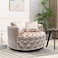 Wooden Twist Barrel Button Tufted Design Modern Round Sofa For Living Room with 3 Pillows