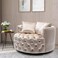 Wooden Twist Barrel Button Tufted Design Modern Round Sofa For Living Room with 3 Pillows