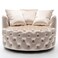 Wooden Twist Barrel Button Tufted Design Modern Round Sofa For Living Room with 3 Pillows