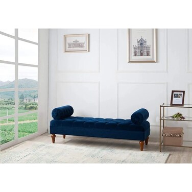 Lewis Bolstered Lounge Entryway Bench Three Seater Sofa Couch for Living Room - Blue