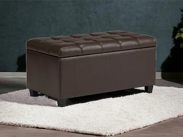 Wooden Twist Tufted Storage Bench Ottoman Pouffes with Storage (Brown)