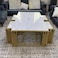 Wooden Twist Lynoz Modern Luxury Metal Base Marble Top Set of 5 Coffee Table for Living Room, Bedroom (Golden &amp; White)