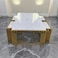 Wooden Twist Lynoz Modern Luxury Metal Base Marble Top Set of 5 Coffee Table for Living Room, Bedroom (Golden &amp; White)