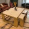 Wooden Twist Lynoz Modern Luxury Metal Base Marble Top Set of 5 Coffee Table for Living Room, Bedroom (Golden &amp; White)