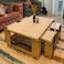 Wooden Twist Lynoz Modern Luxury Metal Base Marble Top Set of 5 Coffee Table for Living Room, Bedroom (Golden &amp; White)