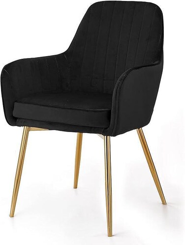 Wooden Twist Velour Modern Cafe Dining Chair Metal Legs