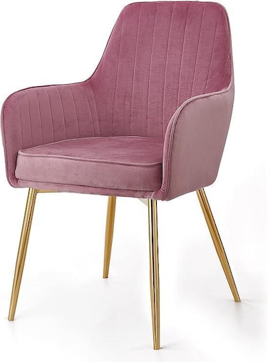 Wooden Twist Velour Modern Cafe Dining Chair Metal Legs