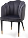 Wooden Twist Fuzzy Modern Cafe Dining Chair Metal Legs