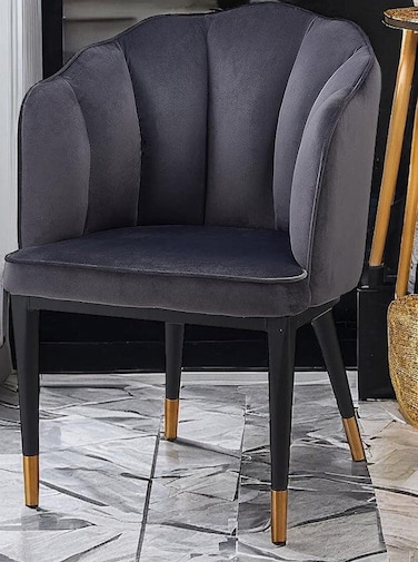 Wooden Twist Fuzzy Modern Cafe Dining Chair Metal Legs