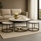 Wooden Twist Vibing Modern Nesting Coffee Table with Metal Base Marble Top (White &amp; Black, Set of 3)