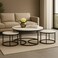 Wooden Twist Vibing Modern Nesting Coffee Table with Metal Base Marble Top (White &amp; Black, Set of 3)