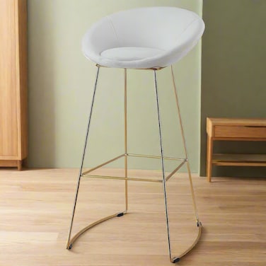 Wooden Twist Mope Design Modern Cafe Dining Chair Metal Legs White