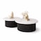 Wooden Twist Designer Marble Nesting Coffee Tables, Thick Marble Top &amp; Strong Metal Frame Luxury Living Room Table (Set of 2)