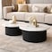 Wooden Twist Designer Marble Nesting Coffee Tables, Thick Marble Top &amp; Strong Metal Frame Luxury Living Room Table (Set of 2)