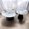 Wooden Twist Peculiar Stylish Round Marble Top Metalic Coffee Table For Living Room ( Set of 2 )
