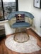 Wooden Twist Swivel Rotating Arm Chair - Velvet Fabric with Golden Metallic Accent