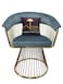 Wooden Twist Swivel Rotating Arm Chair - Velvet Fabric with Golden Metallic Accent