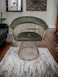 Wooden Twist Swivel Rotating Arm Chair - Velvet Fabric with Golden Metallic Accent