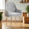 Wooden Twist Bonzer Velvet Fabric Modern Cafe Dining Chair with Metal Legs - Stylish Seating for Kitchen and Dining Room - Grey