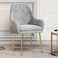 Wooden Twist Bonzer Velvet Fabric Modern Cafe Dining Chair with Metal Legs - Stylish Seating for Kitchen and Dining Room - Grey