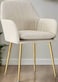 Wooden Twist Bonzer Velvet Fabric Modern Cafe Dining Chair with Metal Legs - Stylish Seating for Kitchen and Dining Room - Beige