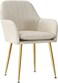 Wooden Twist Bonzer Velvet Fabric Modern Cafe Dining Chair with Metal Legs - Stylish Seating for Kitchen and Dining Room - Beige