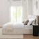 Wooden Twist Dnbeu Hydraulic Storage Bed In Soft Fabric ( Beige ) - Queen (160x200)