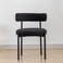 Round Upholstered Boucle Dining Room Chair Mid-Century Modern Kitchen Chairs Curved Backrest Chairs for Dining Room Black Metal Legs