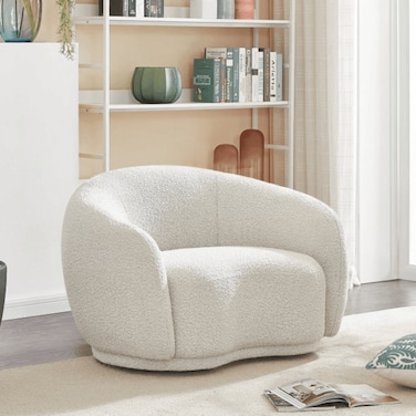 Snug Rounded Back Rich Cream Modern Boucle Sofa