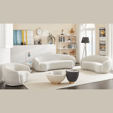 Snug Rounded Back Rich Cream Modern Boucle Sofa