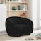 Snug Rounded Back Rich Black Modern Boucle Sofa