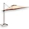 Wooden Twist Sunshade Aluminium Garden Umbrella with Rotating Handle Stylish Outdoor Patio Decor and UV-Resistant Canopy ( Beige )