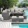 Wooden Twist Portico Modular Design Weather Resistant Wicker Conversation Rattan &amp; Steel 10 Seater Outdoor Furniture Set With Seven Cushions