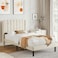 Wooden Twist Modern Rectangular Velvet Upholstery Bed with Soft Wingback Headboard ( Cream ) - Queen