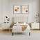 Wooden Twist Modern Rectangular Velvet Upholstery Bed with Soft Wingback Headboard ( Cream ) - King