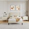 Wooden Twist Modern Rectangular Velvet Upholstery Bed with Soft Wingback Headboard ( Cream ) - King