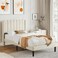 Wooden Twist Modern Rectangular Velvet Upholstery Bed with Soft Wingback Headboard ( Cream ) - Super King