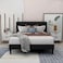 Wooden Twist Modern Rectangular Velvet Upholstery Bed with Soft Wingback Headboard ( Black ) - Queen (150 x 200cm)