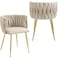 Wooden Twist Woven Back Dining Chair with Metal Legs - Ideal for Cafe, Restaurant, and Home D&eacute;cor - Beige