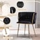 Wooden Twist Design Woven Back Velvet Upholstery and Metal Legs Elegant Seating Dining Chair for Cafe, Restaurant, and Home
